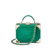 Micro Trunk in Deep Shine Emerald Green Small Croc