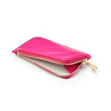 Zipped Coin & Card Holder in Penelope Pink Silk Lizard