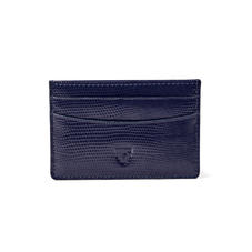 Slim Credit Card Holder in Midnight Blue Silk Lizard