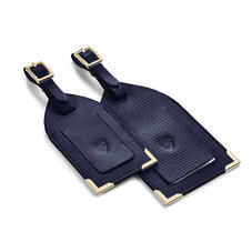 Set of 2 Luggage Tags in Midnight Blue Silk Lizard