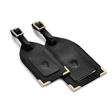 Set of 2 Luggage Tags in Black Silk Lizard
