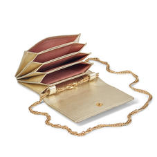 Lion Accordion Card Case with Chain in Pale Gold Pebble