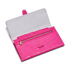 Classic Travel Wallet in Deep Shine Penelope Pink Small Croc