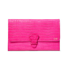 Classic Travel Wallet in Deep Shine Penelope Pink Small Croc