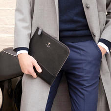 City Small Tech Folio in Black Saffiano