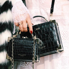 Mini Trunk Clutch in Deep Shine Black Croc with Gold Hardware