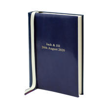 English Bridle Portrait Photo Album in Sapphire with Cream Pages
