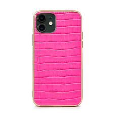 iPhone 11 Case with Gold Edge in Deep Shine Penelope Pink Small Croc