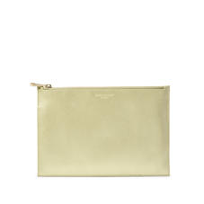 Large Essential Flat Pouch in Gold Saffiano