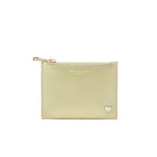 Small Essential Flat Pouch in Gold Saffiano