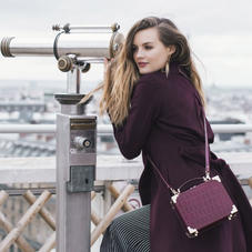 Mini Trunk Clutch in Deep Shine Bordeaux Croc