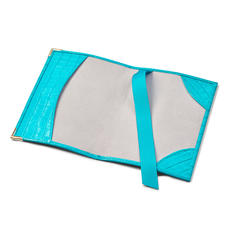 Passport Cover in Deep Shine Aqua Small Croc