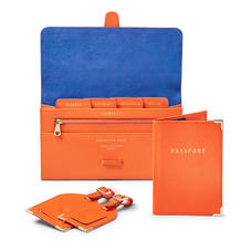Travel Collection in Bright Orange Saffiano