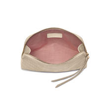 Small Essential Cosmetic Case in Soft Taupe Patent Croc