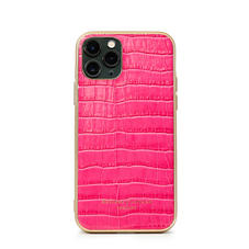 iPhone 11 Pro Case with Gold Edge in Deep Shine Penelope Pink Small Croc