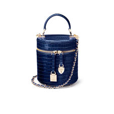 Pandora Bag in Deep Shine Midnight Blue Small Croc