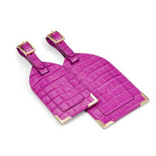 Set of 2 Luggage Tags in Deep Shine Hibiscus Small Croc