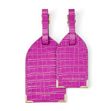 Set of 2 Luggage Tags in Deep Shine Hibiscus Small Croc