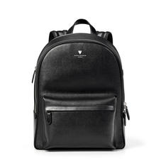 City Zipped Backpack in Black Saffiano & Smooth Black