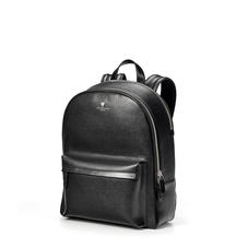 City Zipped Backpack in Black Saffiano & Smooth Black