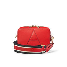 Camera ‘A’ Bag in Scarlet Saffiano with Webbing Strap