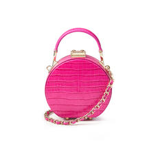 Micro Hat Box in Deep Shine Penelope Pink Small Croc