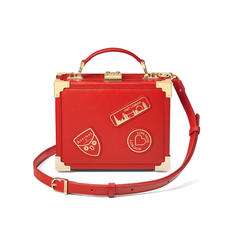 Mini Trunk Clutch in Smooth Scarlet with London Patches