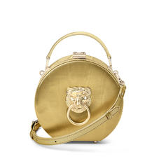 Lion Hat Box in Multi Gold Moire Leather
