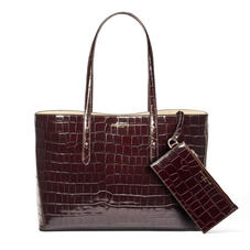 Regent Tote in Deep Shine Amazon Brown Croc