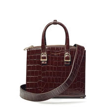 Midi Madison Tote in Deep Shine Amazon Brown Croc
