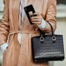 Midi Madison Tote in Deep Shine Amazon Brown Croc