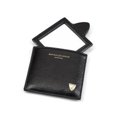 Compact Mirror in Black Silk Lizard