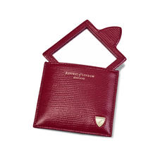 Compact Mirror in Bordeaux Silk Lizard