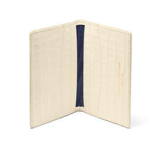 Double Fold Credit Card Holder in Deep Shine Ivory Small Croc