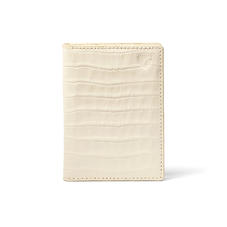 Double Fold Credit Card Holder in Deep Shine Ivory Small Croc
