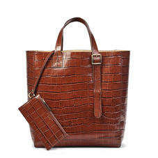 Editor’s ‘A’ Tote in Deep Shine Brown Soft Croc