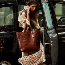 Editor’s ‘A’ Tote in Deep Shine Brown Soft Croc