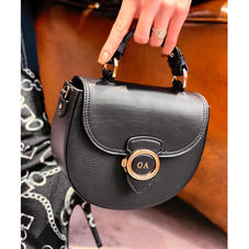 Saddle Bag in Black Pebble