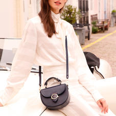 Saddle Bag in Navy Pebble