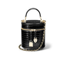 Pandora Bag in Deep Shine Black Small Croc