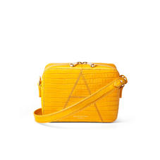 Camera ‘A’ Bag in Deep Shine Bright Mustard Small Croc