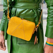 Camera ‘A’ Bag in Deep Shine Bright Mustard Small Croc