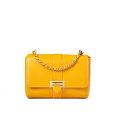 Lottie Bag with Top Handle in Bright Mustard Silk Lizard