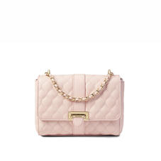 Lottie Bag with Top Handle in Shell Pink Quilted Kaviar