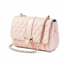 Lottie Bag with Top Handle in Shell Pink Quilted Kaviar