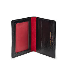 ID & Travel Card Holder in Black Silk Lizard