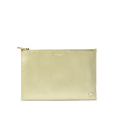 Large Essential Flat Pouch in Gold Saffiano
