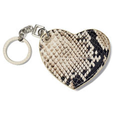 Heart Key Ring in Embossed Natural Python Print