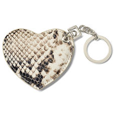 Heart Key Ring in Embossed Natural Python Print