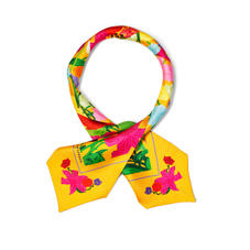 Wildflower Silk Neck Bow Scarf in Mandarin